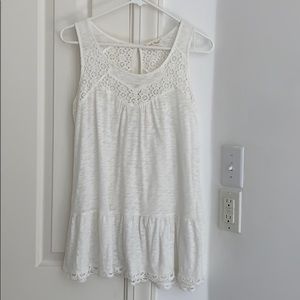 White Cotton and Eyelet Peplum Top